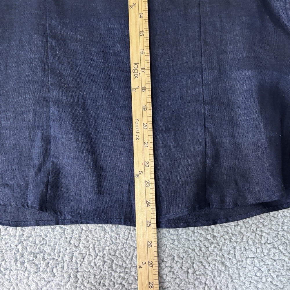 Carole Little Blouse XL Navy Blue Pintuck Ribbon Trim Cottagecore Minimalist - Picture 9 of 9